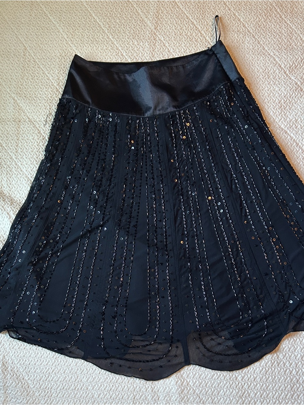New Look Black Sequin A-Line Skirt